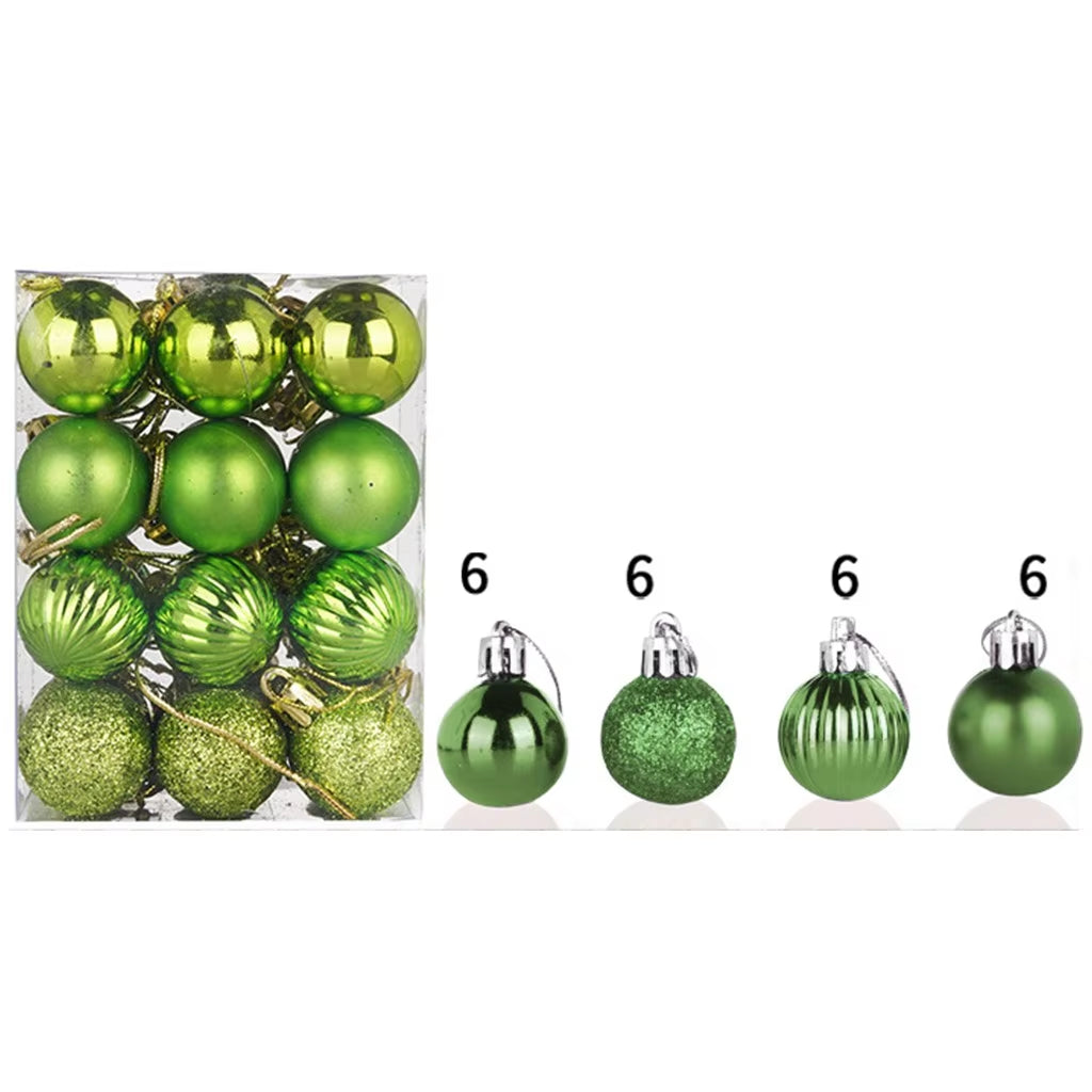 24PCS Christmas Balls 30Mm Christmas Xmas Tree Ball Bauble Hanging Home Party Ornament Decor 24PCS Christmas Decoration 2024