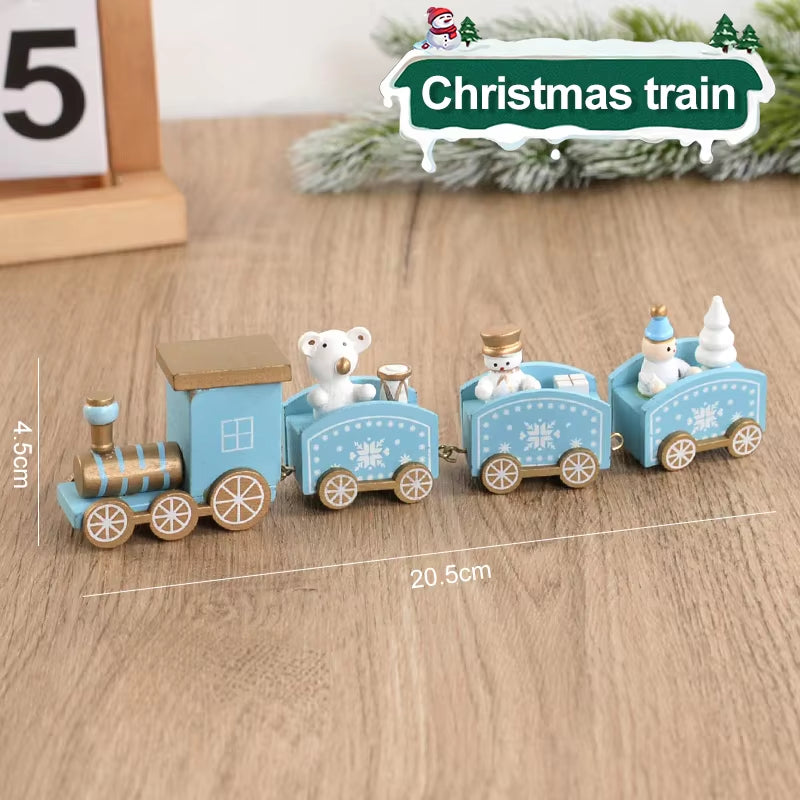 Christmas Wooden Train Merry Christmas Decorations for Home 2024 Xmas Tree Ornament Navidad Noel Kids Gift Happy New Year 2025