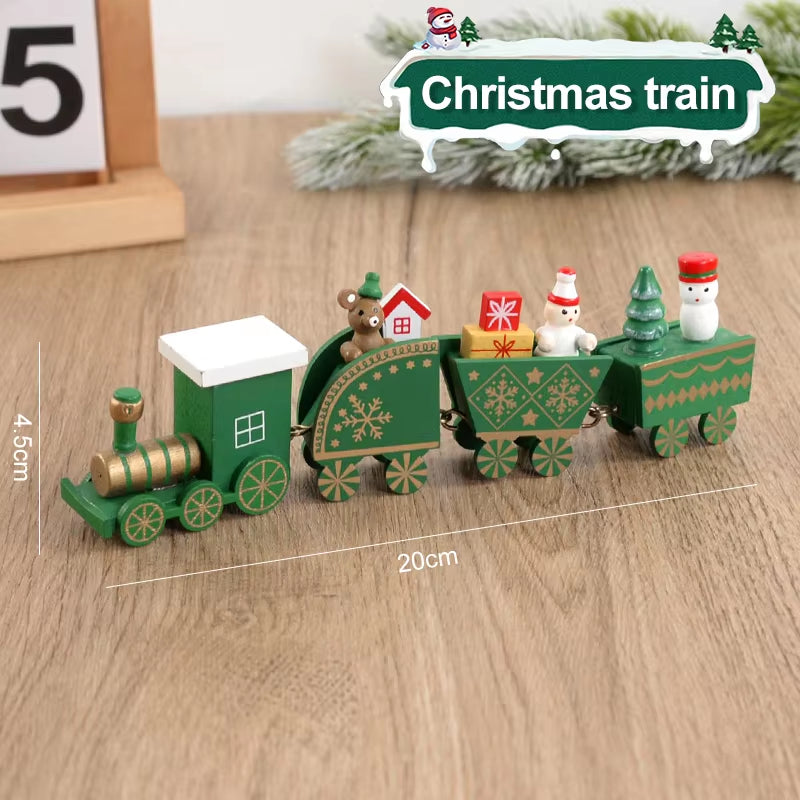 Christmas Wooden Train Merry Christmas Decorations for Home 2024 Xmas Tree Ornament Navidad Noel Kids Gift Happy New Year 2025