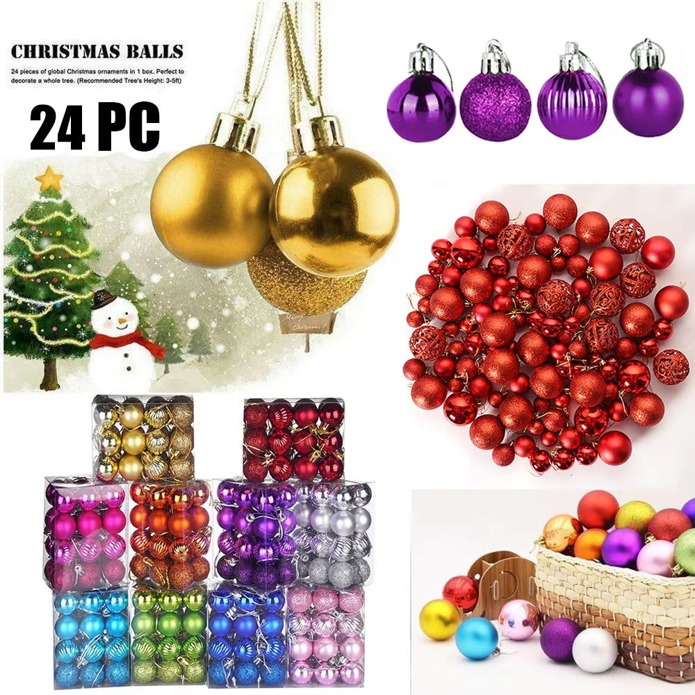 24PCS Christmas Balls 30Mm Christmas Xmas Tree Ball Bauble Hanging Home Party Ornament Decor 24PCS Christmas Decoration 2024