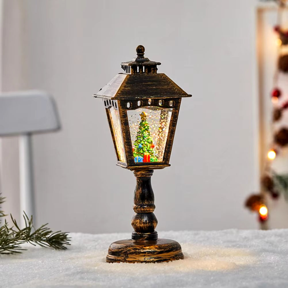 Christmas Desktop Lamp Music Night Light Santa Claus Snowman Figurine Lamp Sparkling Sequins Standing Lantern Warm LED Desk Lamp