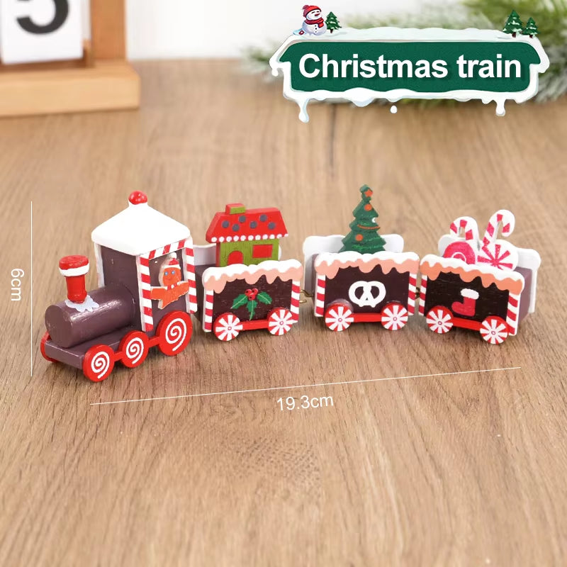 Christmas Wooden Train Merry Christmas Decorations for Home 2024 Xmas Tree Ornament Navidad Noel Kids Gift Happy New Year 2025