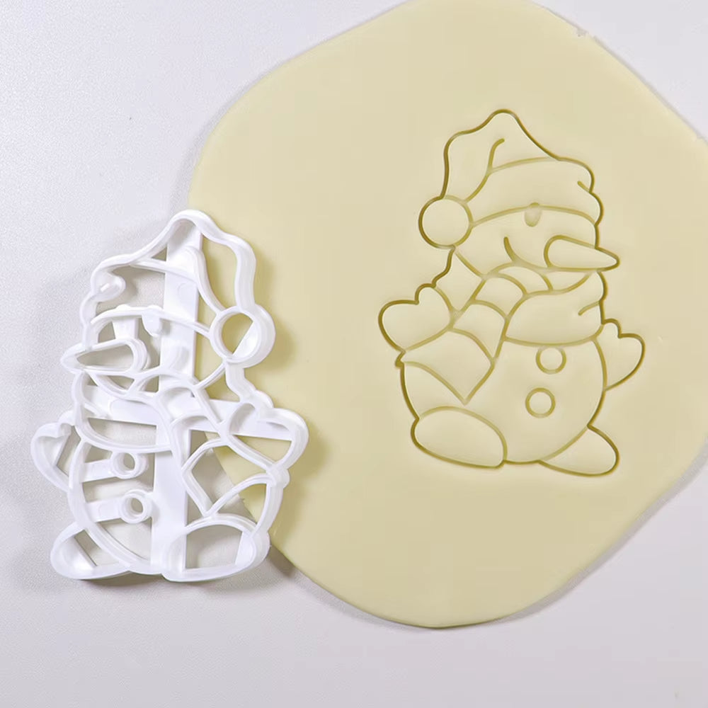 Christmas Cookie Cutter Gingerbread Man Santa Claus Mold Stamp Kids Christmas Party Embosser Biscuit Mould Baking Decor Supplies