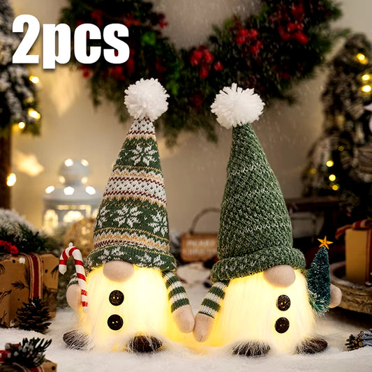 Glowing Knitted Gnome Doll with Led Night Light Christmas Decorations 2024 Home Xmas Tree Decor Navidad New Year 2025 Gift