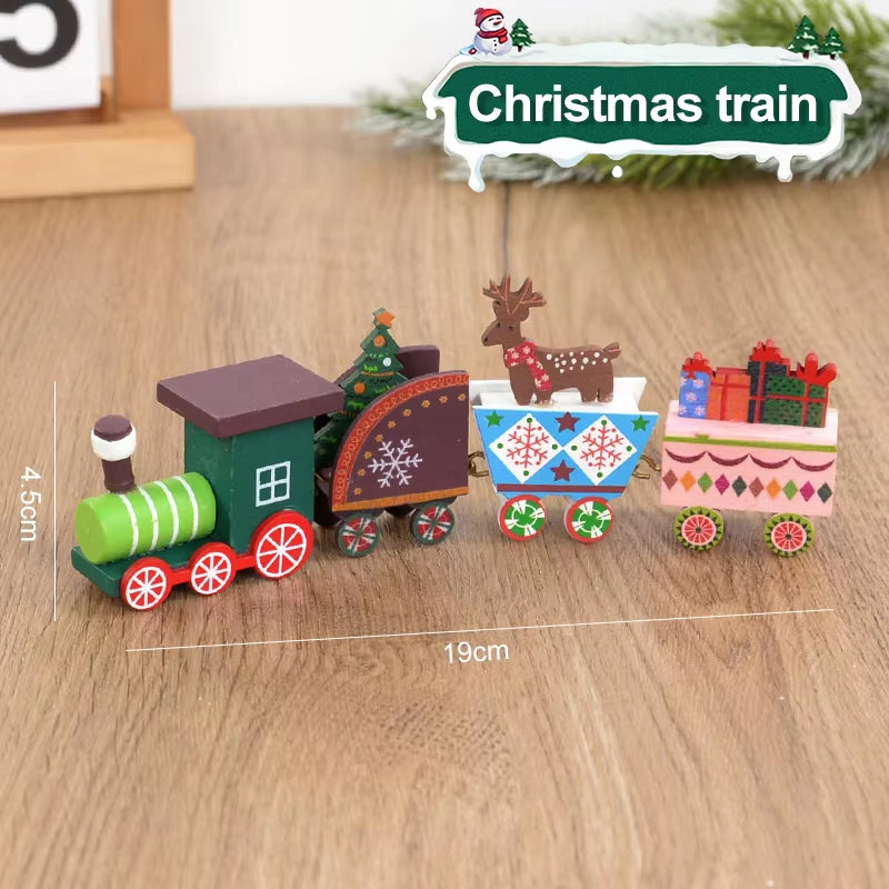 Christmas Wooden Train Merry Christmas Decorations for Home 2024 Xmas Tree Ornament Navidad Noel Kids Gift Happy New Year 2025