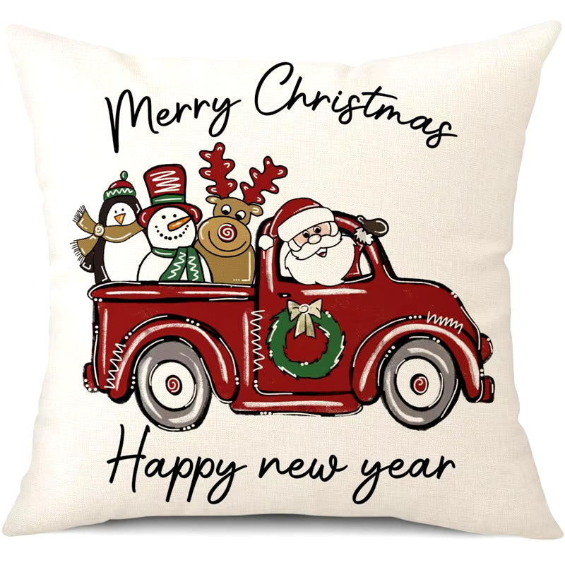 45Cm Merry Christmas Cushion Cover Pillowcase 2024 Christmas Decorations for Home Ornament Happy New Year Christmas Decor 2025