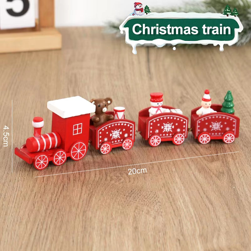 Christmas Wooden Train Merry Christmas Decorations for Home 2024 Xmas Tree Ornament Navidad Noel Kids Gift Happy New Year 2025