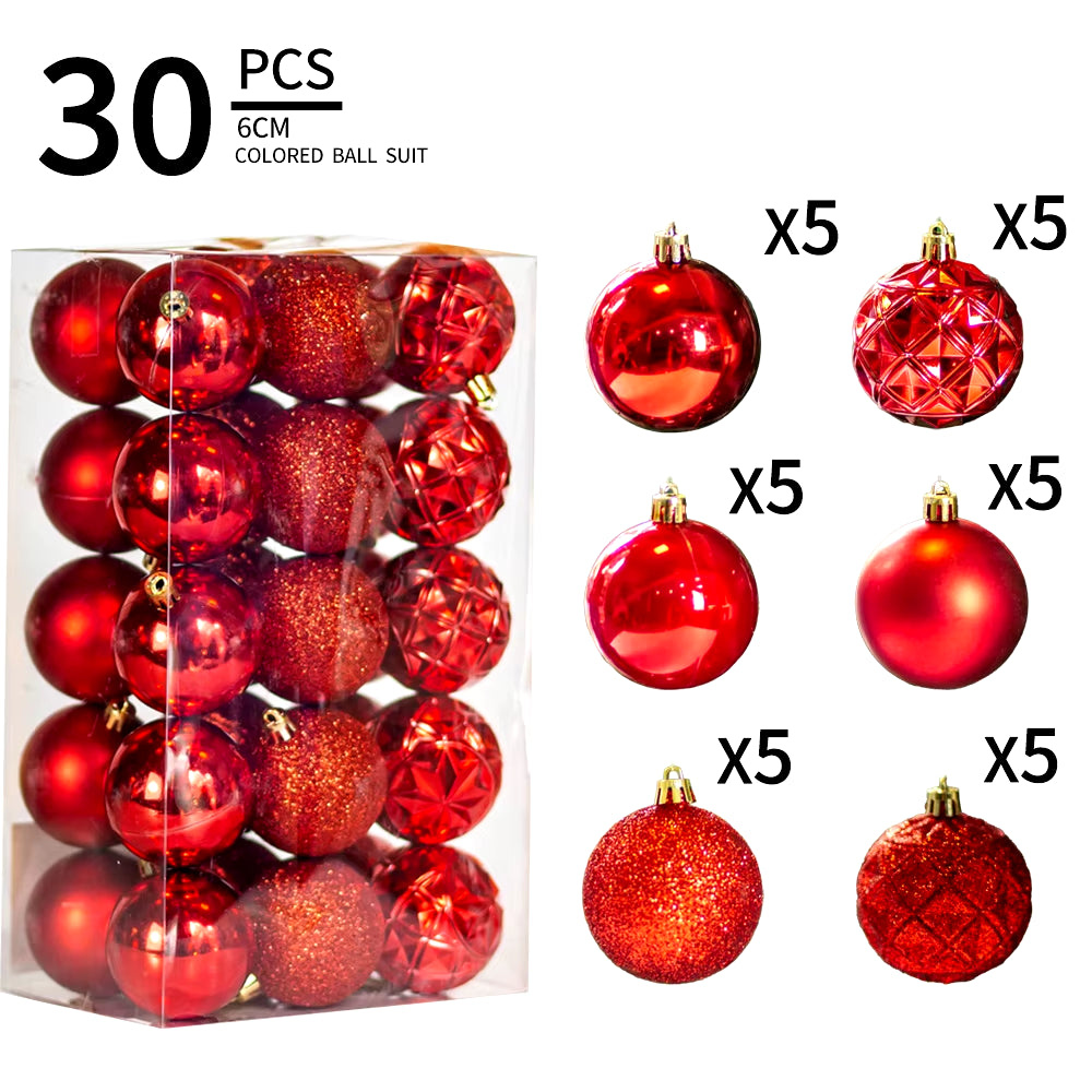 20/30PC Christmas Decorations 2024 Christmas Red Ball Various Shapes Ornaments Xmas Tree Decorations Home Party Decor New Year