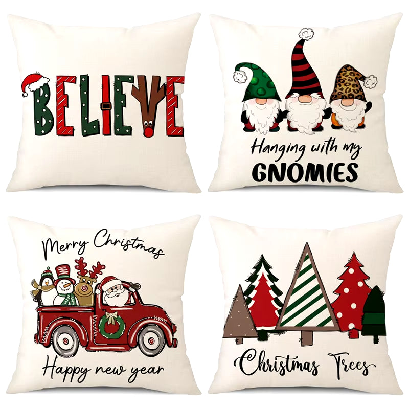 45Cm Merry Christmas Cushion Cover Pillowcase 2024 Christmas Decorations for Home Ornament Happy New Year Christmas Decor 2025