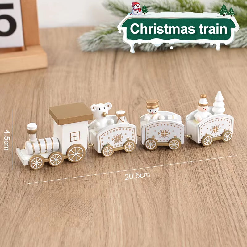 Christmas Wooden Train Merry Christmas Decorations for Home 2024 Xmas Tree Ornament Navidad Noel Kids Gift Happy New Year 2025