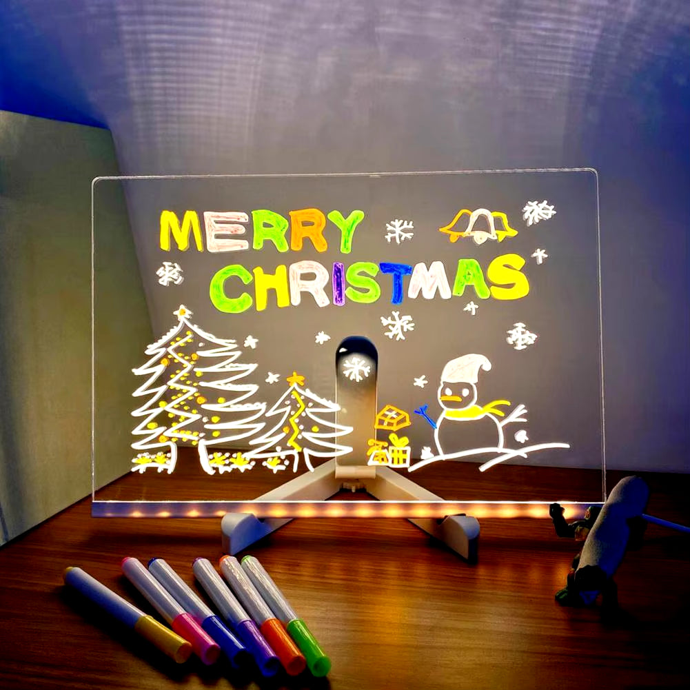 LED Lamp Acrylic Message Note Board Erasable USB Children‘S Drawing Board Bedroom Night Light Birthday Kids Gift