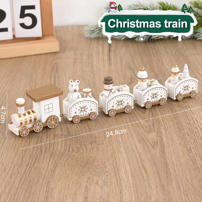 Christmas Wooden Train Merry Christmas Decorations for Home 2024 Xmas Tree Ornament Navidad Noel Kids Gift Happy New Year 2025