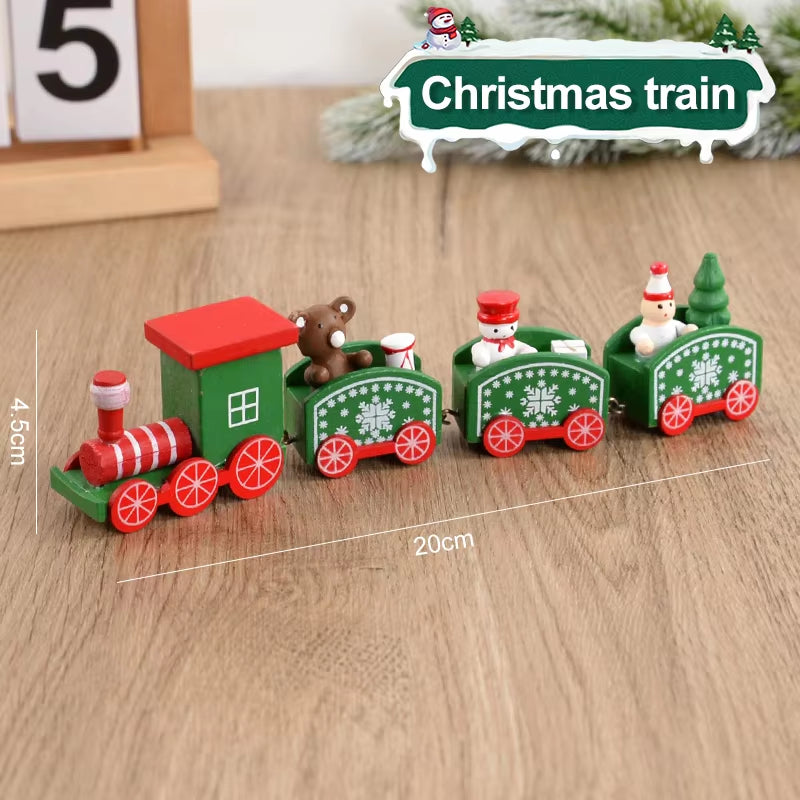 Christmas Wooden Train Merry Christmas Decorations for Home 2024 Xmas Tree Ornament Navidad Noel Kids Gift Happy New Year 2025