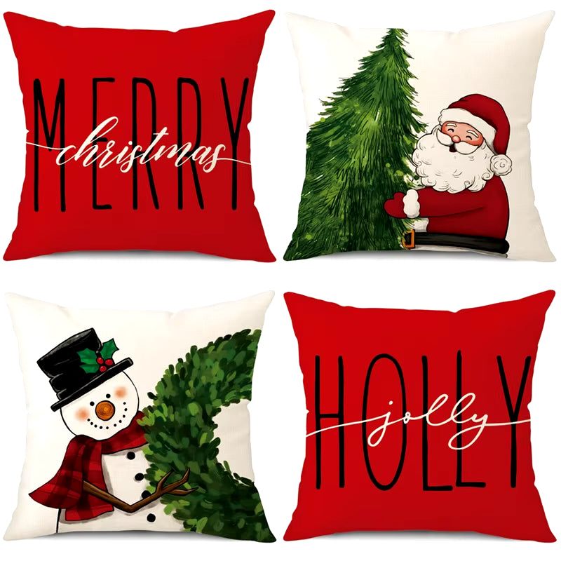 45Cm Merry Christmas Cushion Cover Pillowcase 2024 Christmas Decorations for Home Ornament Happy New Year Christmas Decor 2025