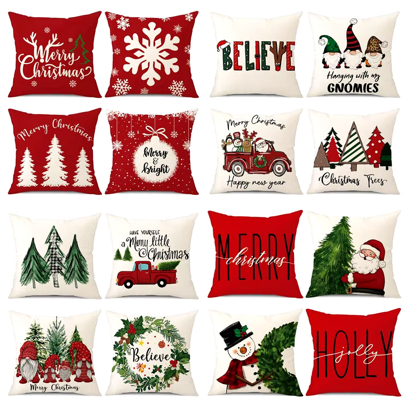 45Cm Merry Christmas Cushion Cover Pillowcase 2024 Christmas Decorations for Home Ornament Happy New Year Christmas Decor 2025