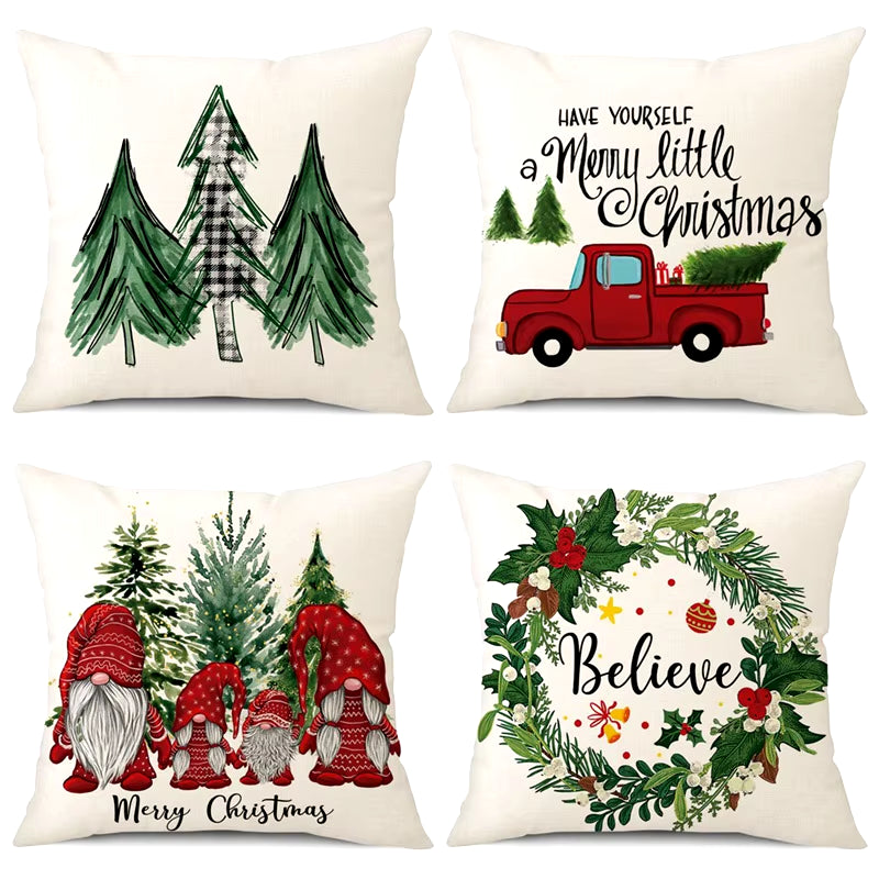 45Cm Merry Christmas Cushion Cover Pillowcase 2024 Christmas Decorations for Home Ornament Happy New Year Christmas Decor 2025