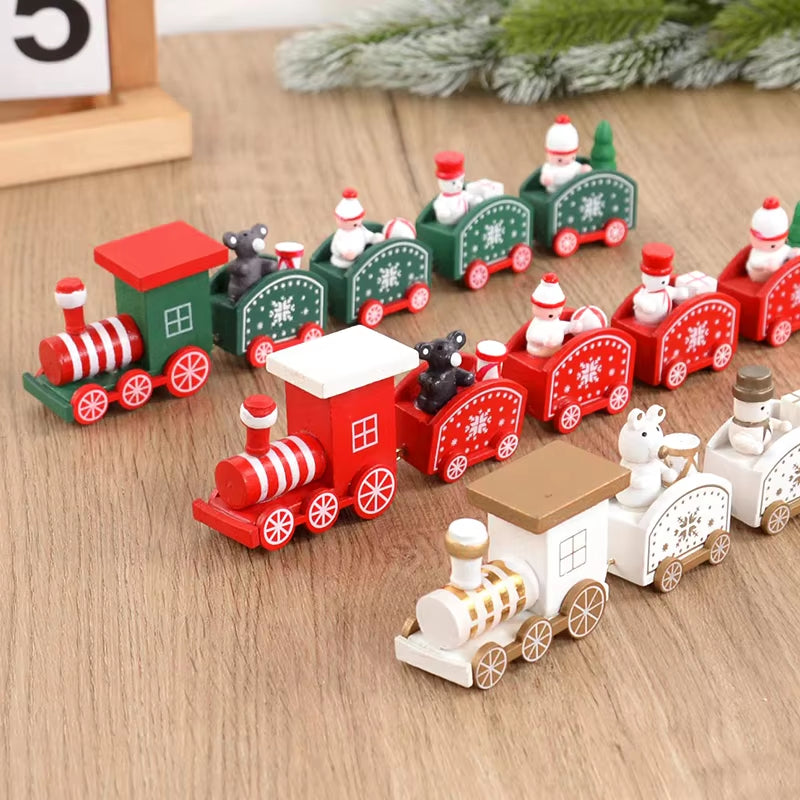 Christmas Wooden Train Merry Christmas Decorations for Home 2024 Xmas Tree Ornament Navidad Noel Kids Gift Happy New Year 2025