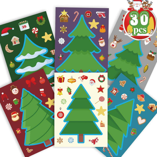 Christmas Crafts for Kids 30PCS Make a Christmas Tree Stickers Christmas Activities for Kids Christmas Kids Christmas Crafts Toddler Christmas Tree Sticker for Kids Christmas Games