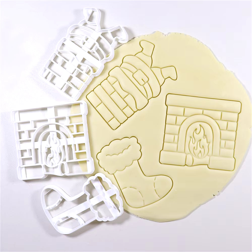 Christmas Cookie Cutter Gingerbread Man Santa Claus Mold Stamp Kids Christmas Party Embosser Biscuit Mould Baking Decor Supplies