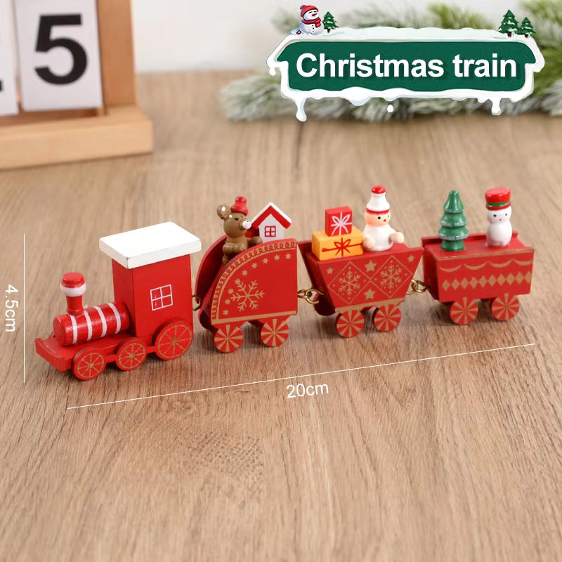 Christmas Wooden Train Merry Christmas Decorations for Home 2024 Xmas Tree Ornament Navidad Noel Kids Gift Happy New Year 2025