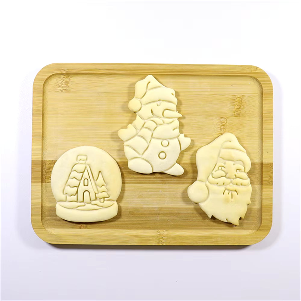 Christmas Cookie Cutter Gingerbread Man Santa Claus Mold Stamp Kids Christmas Party Embosser Biscuit Mould Baking Decor Supplies