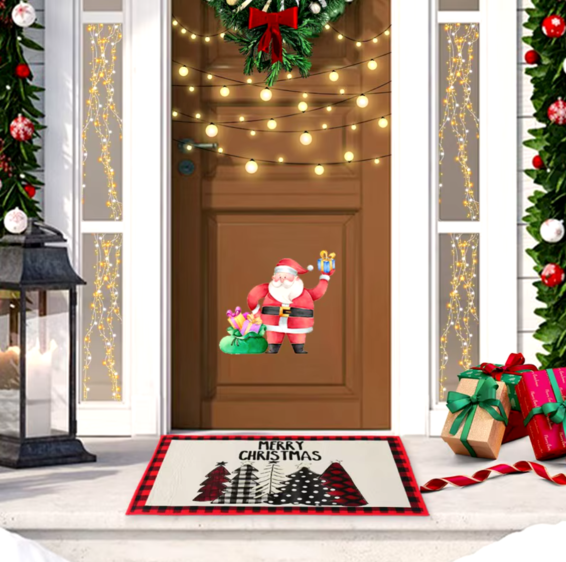 Christmas Door Mat Santa Claus Outdoor Carpet