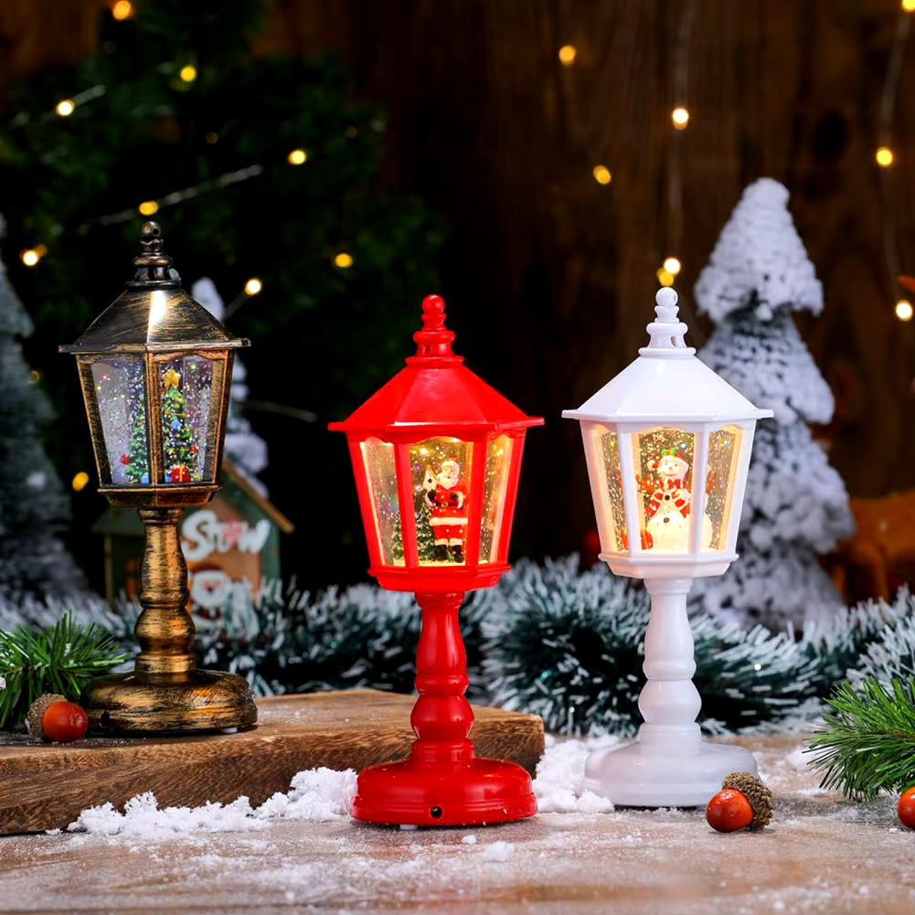 Christmas Desktop Lamp Music Night Light Santa Claus Snowman Figurine Lamp Sparkling Sequins Standing Lantern Warm LED Desk Lamp