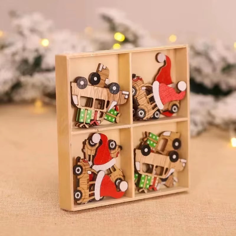 12PCS Christmas Decorations Christmas Wooden Pendants Gingerbread Man Gnomes Xmas Tree Hanging Oranment 2024 for Gift Supplies