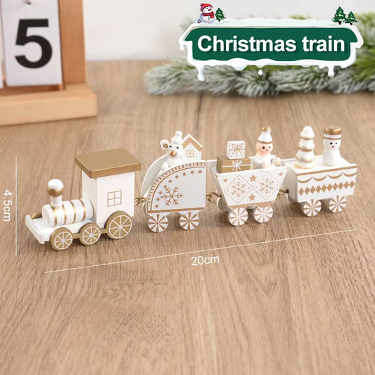 Christmas Wooden Train Merry Christmas Decorations for Home 2024 Xmas Tree Ornament Navidad Noel Kids Gift Happy New Year 2025