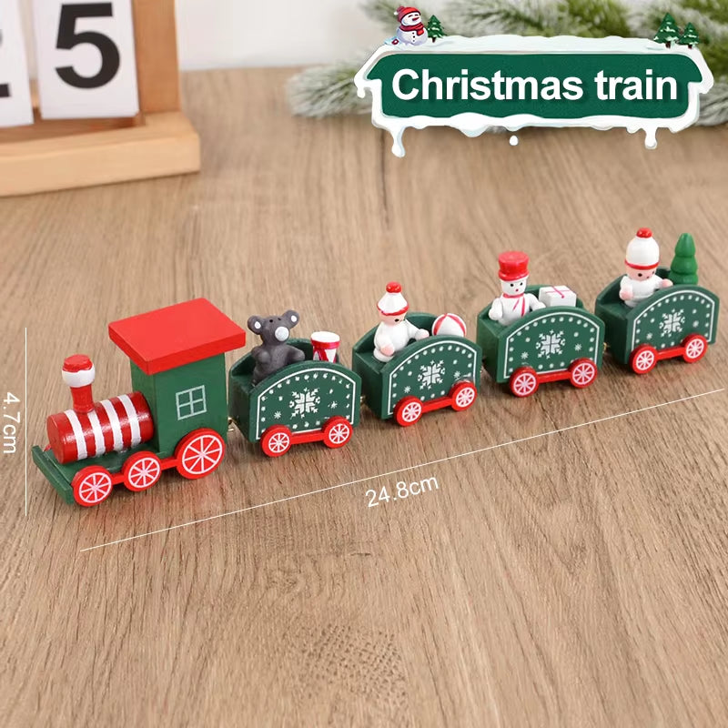 Christmas Wooden Train Merry Christmas Decorations for Home 2024 Xmas Tree Ornament Navidad Noel Kids Gift Happy New Year 2025