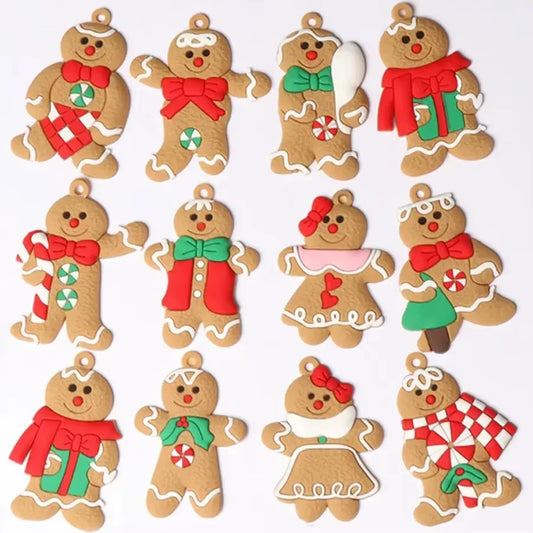 12-24Pcs Christmas Wooden Gingerbread Man Ornaments Christmas Tree Suspension Decorations Christmas Party Decoration