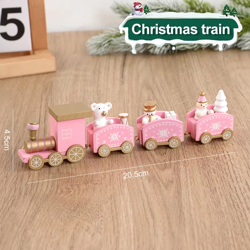 Christmas Wooden Train Merry Christmas Decorations for Home 2024 Xmas Tree Ornament Navidad Noel Kids Gift Happy New Year 2025