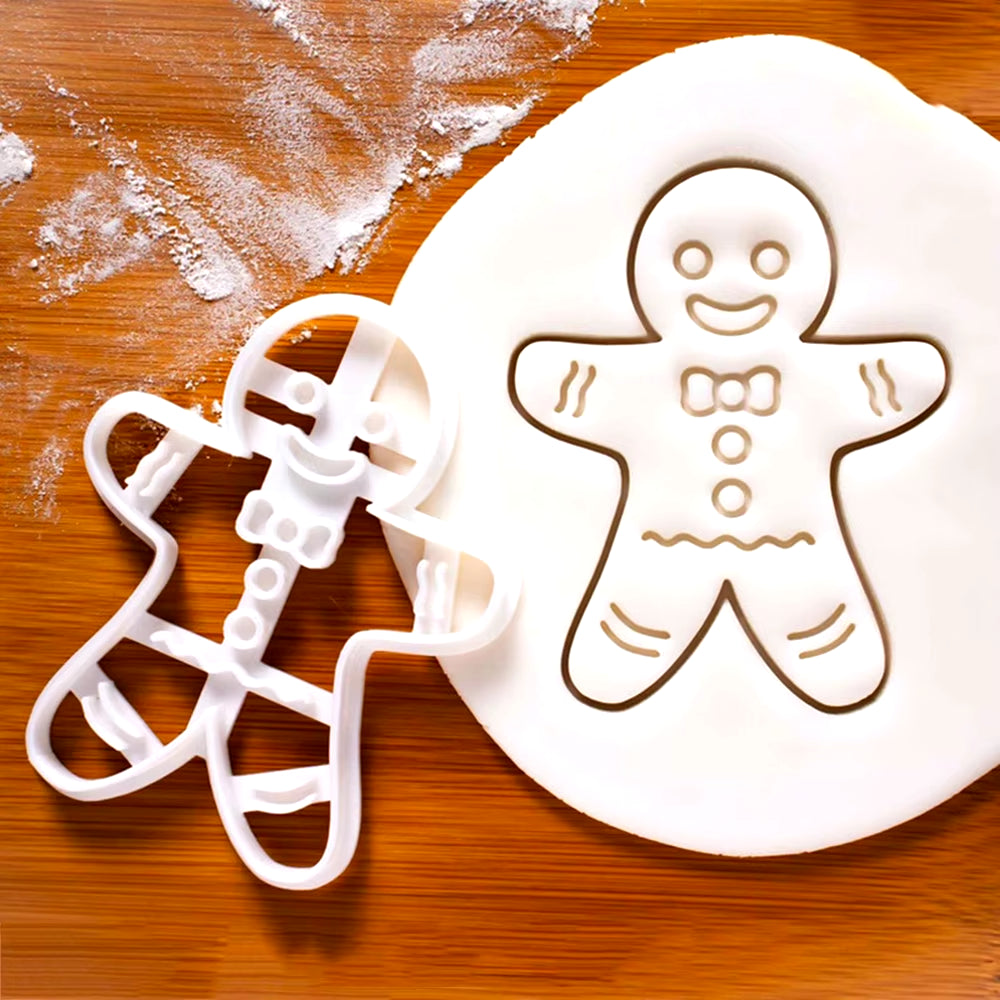 Christmas Cookie Cutter Gingerbread Man Santa Claus Mold Stamp Kids Christmas Party Embosser Biscuit Mould Baking Decor Supplies