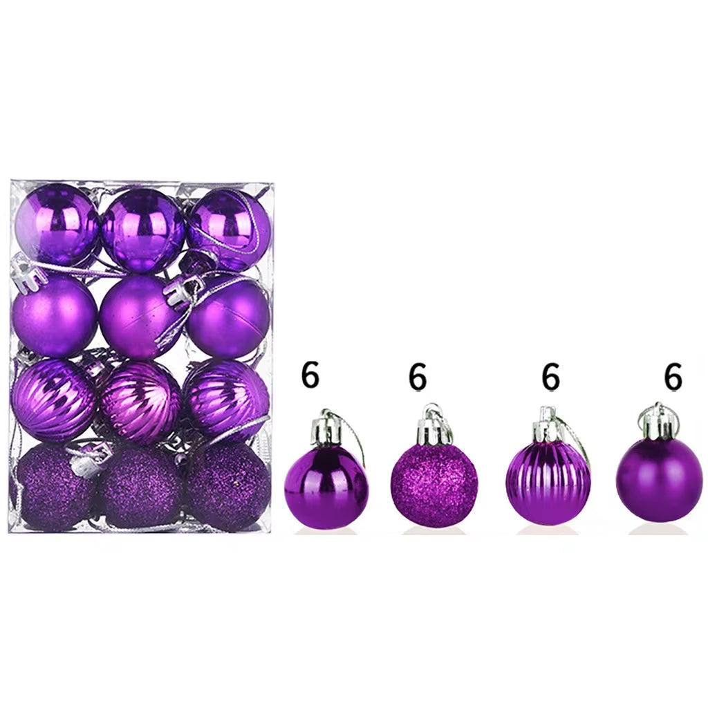 24PCS Christmas Balls 30Mm Christmas Xmas Tree Ball Bauble Hanging Home Party Ornament Decor 24PCS Christmas Decoration 2024