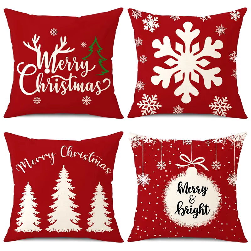 45Cm Merry Christmas Cushion Cover Pillowcase 2024 Christmas Decorations for Home Ornament Happy New Year Christmas Decor 2025